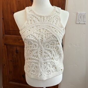 White Crochet Knit Top